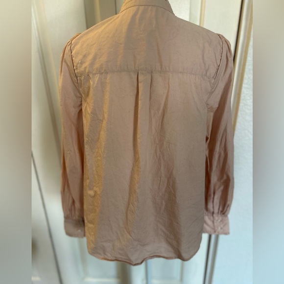 A New Day Pink Ruffle Button Up Long Sleeve High Neck Top Size Small - Picture 4 of 9